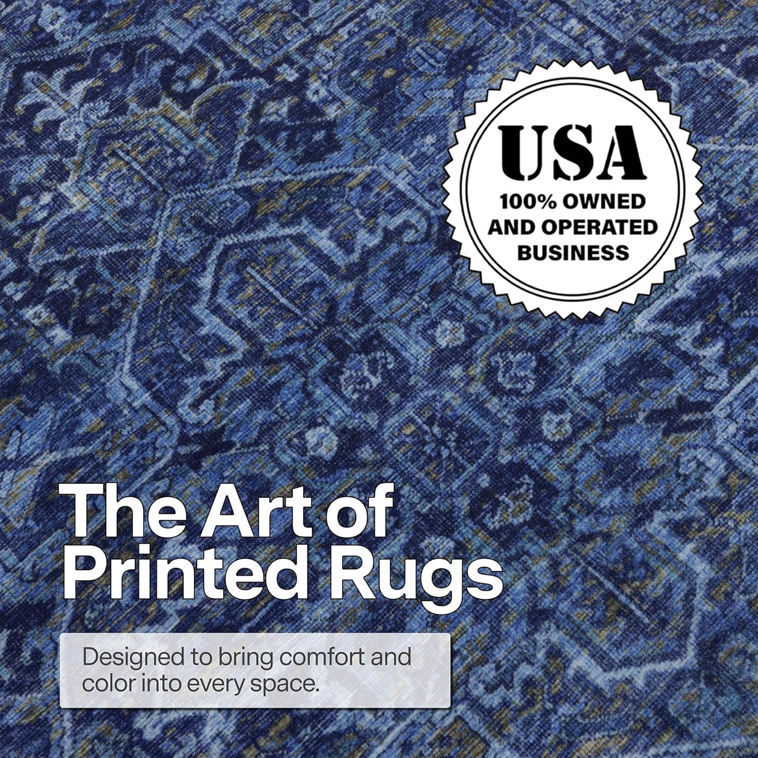 Realife Machine Washable Rug - Stain Resistant, Non-Shed - Eco-Friendly, Non-Slip, Family & Pet Friendly - Made from Premium Recycled Fibers - Vintage Distressed Traditional - Blue, 7'6" X 9'6"