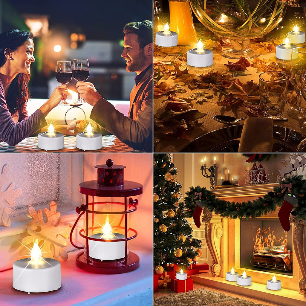 Battery Operated LED Tea Lights: 24PACK Flameless Votive Candles Lamp Realistic and Bright Flickering Holiday Gift Long Lasting 150Hours for Seasonal & Festival Celebration Warm White