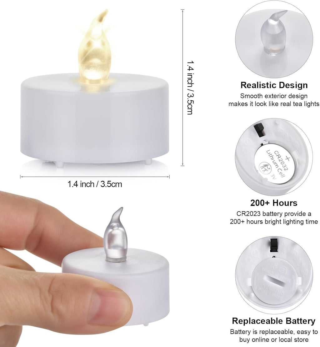 Battery Operated LED Tea Lights: 24PACK Flameless Votive Candles Lamp Realistic and Bright Flickering Holiday Gift Long Lasting 150Hours for Seasonal & Festival Celebration Warm White