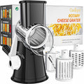 Rotary Cheese Grater Cheese Shredder -  Kitchen Manual Cheese Grater with Handle Vegetable Slicer Nuts Grinder 3 Replaceable Drum Blades and Strong Suction Base Free Cleaning Brush