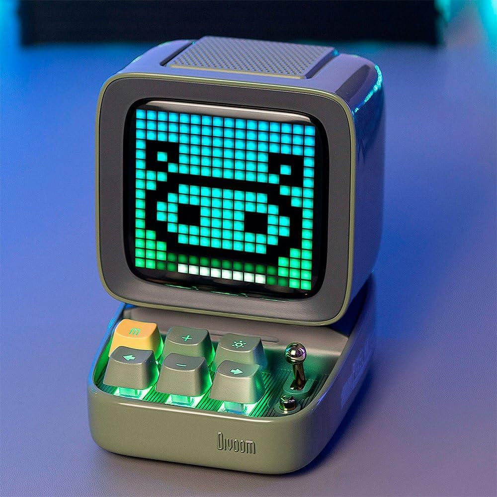 Ditoo Programmable Pixel Art Led-Bluetooth-Speaker Showing-Clock Emoji DIY Design for Home Wedding Party Decoration with Wireless App Control (Green)