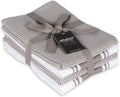 Kitchen Towels|2 Stripe + 2 Waffle Cotton Dish Towels for Drying Dishes|28X20 Inch Kitchen Hand Towels,Tea Towels,Dish Towels for Kitchen|Quick Drying Absorbent Fall Kitchen Towels|Beige