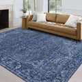 Realife Machine Washable Rug - Stain Resistant, Non-Shed - Eco-Friendly, Non-Slip, Family & Pet Friendly - Made from Premium Recycled Fibers - Vintage Distressed Traditional - Blue, 7'6" X 9'6"