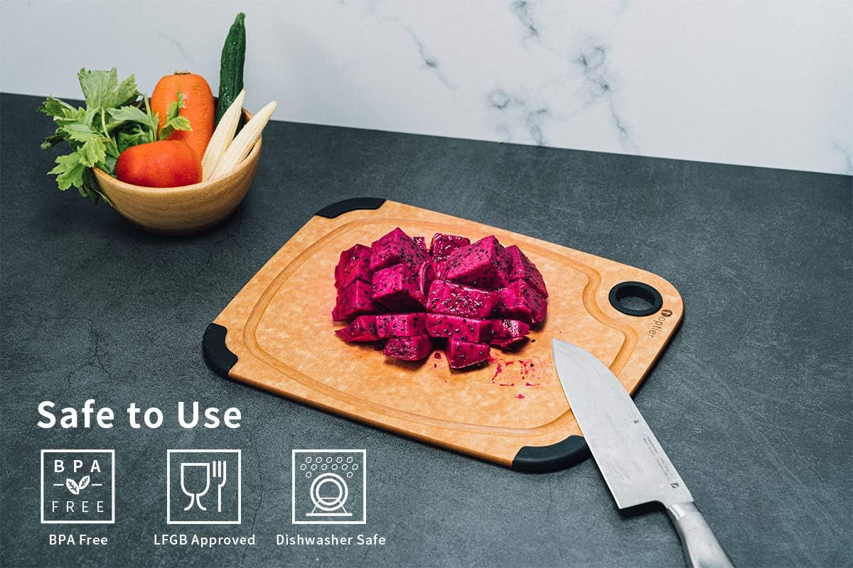 Cutting Board,  Wood Fiber Cutting Board for Kitchen, Non-Slip Kitchen Wood Chopping Board, Reversible, Eco-Friendly, Natural Wood Fiber, Small Cutting Board, 11.5 X 9.25-Inch, Natural Slate