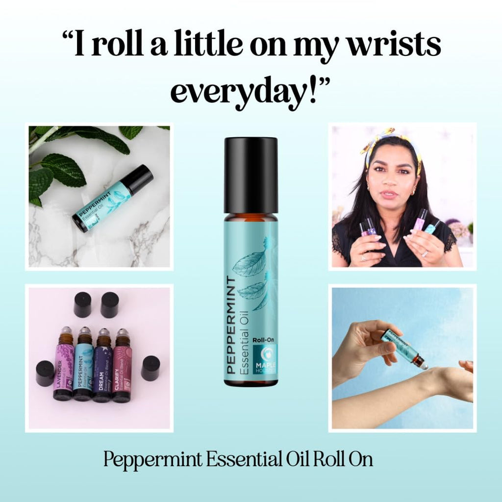 Aromatherapy Peppermint Essential Oil Rollerball - Natural Headache Relief Peppermint Stick with Peppermint Aromatherapy Oil - Natural Peppermint Roll on Essential Oil for Focus and Concentration